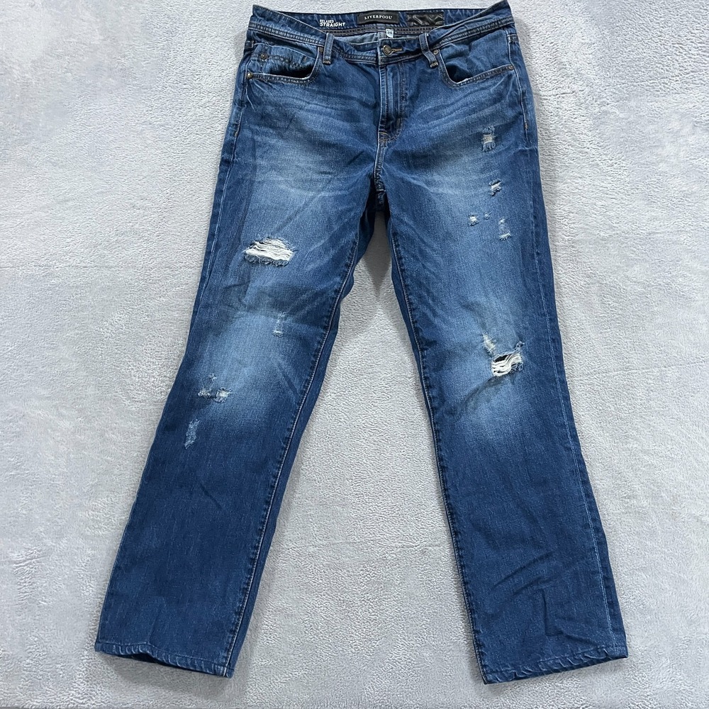 Liverpool Los Angeles Jeans Mens 35 (fit 34x31) Relaxed Straight Distressed‎